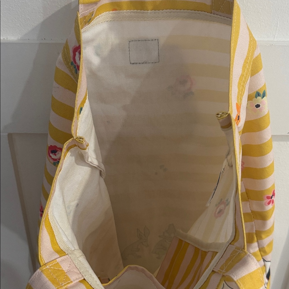 Cath Kidston X Moomin Striped Yellow Tote Bag with Cartoon Characters - Picture 7 of 10